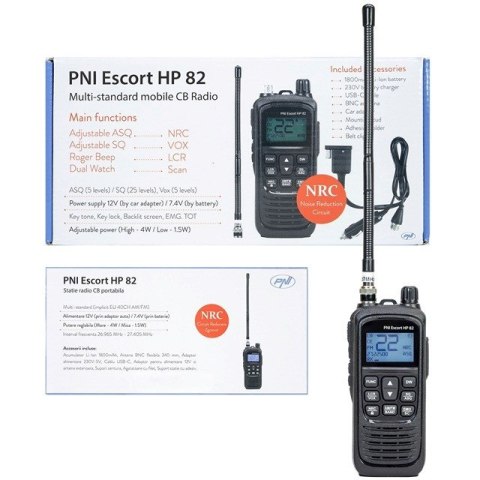 Przenośne radio ręczne CB PNI Escort HP 82 Bateria 1800mAh Ładowanie USB-C