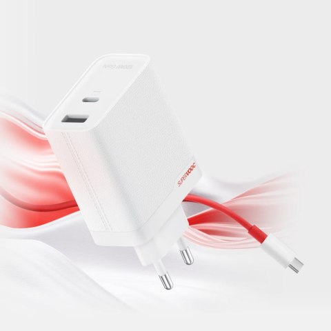 Ładowarka sieciowa OnePlus SuperVOOC GaN Dual Charger 120W USB-A/USB-C + kabel USB-C 1m Biała
