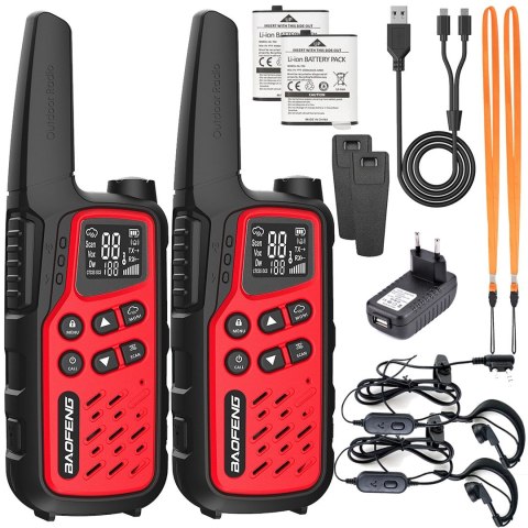Krótkofalówka Baofeng BF-T25E czerwona, 2 sztuki
