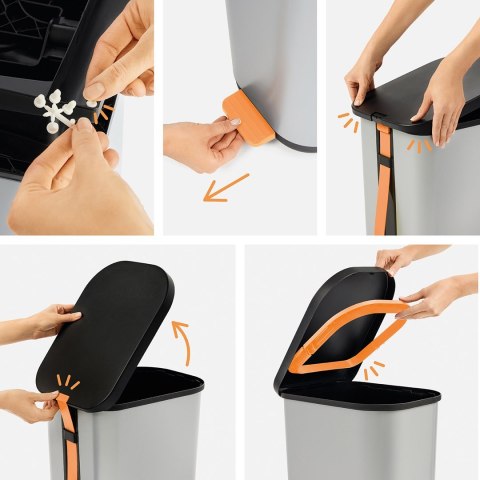 Rotho kosz na śmieci z pedałem RIBO srebrny 35L