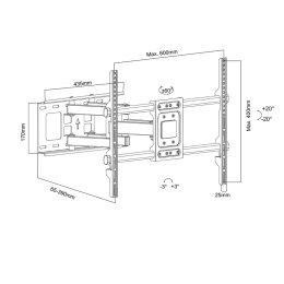 MACLEAN UCHWYT DO TV, MAX VESA 600X400, 32-85