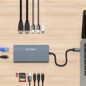 14w1 HUB do 3 monitorów USB-A USB-C DisplayPort HDMI RJ45 SD TF mini jack - szary