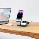 3w1 Ładowarka indukcyjna MagSafe ze stojakiem na smartfon Apple Watch AirPods - czarna