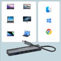 6w1 Hub rozdzielacz USB-A USB-C DisplayPort HDMI - szary