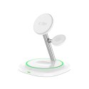 Ładowarka indukcyjna 3w1 do smartfona smartwatcha słuchawek Magnetic MagSafe - biała