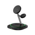 Ładowarka indukcyjna 3w1 do smartfona smartwatcha słuchawek Magnetic MagSafe - czarna