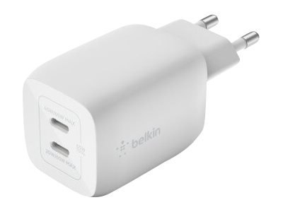 Podwójna ładowarka ścienna Belkin USB-C GaN PD PPS, 65 W | WCH013vfWH