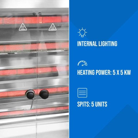 Rożen gazowy opiekacz do 25 kurczaków 5 szpikulców propan-butan 25 kW
