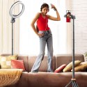 Selfie stick kijek do zdjęć Bluetooth z pilotem tripodem głowicą 148cm - czarny