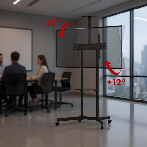 MACLEAN STAND / WÓZEK DO TV, PÓŁKA NA KAMERĘ, NA KÓŁKACH, 37-70", MAX. OBCIĄŻENIE 45KG/5KG PÓŁKA, MAX. VESA 600X400 MC-113 B