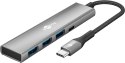 Goobay 76562 Slim 4-portowy koncentrator USB, USB-C auf USB-C™/USB-A, 5 Gbit/s, szary