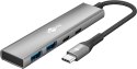 Goobay 76563 Slim 4-portowy koncentrator USB, USB-C™ auf USB-C™/USB-A, 5 Gbit/s, szary