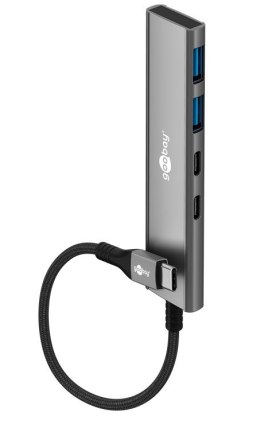 Goobay 76563 Slim 4-portowy koncentrator USB, USB-C™ auf USB-C™/USB-A, 5 Gbit/s, szary