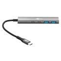 Goobay 76563 Slim 4-portowy koncentrator USB, USB-C™ auf USB-C™/USB-A, 5 Gbit/s, szary
