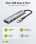 Goobay 76563 Slim 4-portowy koncentrator USB, USB-C™ auf USB-C™/USB-A, 5 Gbit/s, szary