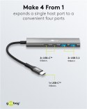 Goobay 76563 Slim 4-portowy koncentrator USB, USB-C™ auf USB-C™/USB-A, 5 Gbit/s, szary