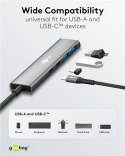 Goobay 76563 Slim 4-portowy koncentrator USB, USB-C™ auf USB-C™/USB-A, 5 Gbit/s, szary