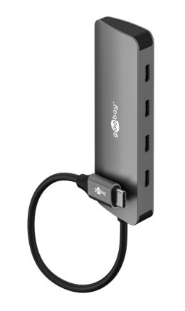 Goobay 76565 Slim 4-portowy koncentrator USB, USB-C™ auf USB-C™, 10 Gbit/s, szary