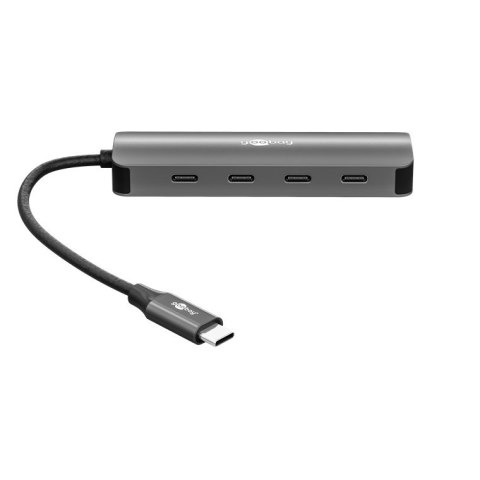 Goobay 76565 Slim 4-portowy koncentrator USB, USB-C™ auf USB-C™, 10 Gbit/s, szary