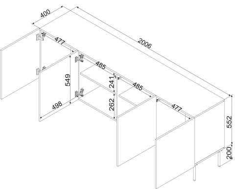 Komoda ISLA 200x40x75 kaszmir mat