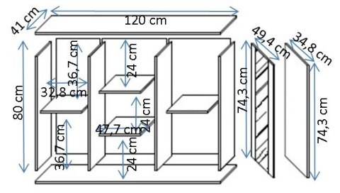 Komoda SOHO 120x41x80 kaszmir+ czarny