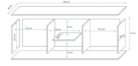 Szafka RTV SOHO 180x43x37 kaszmir+czarny
