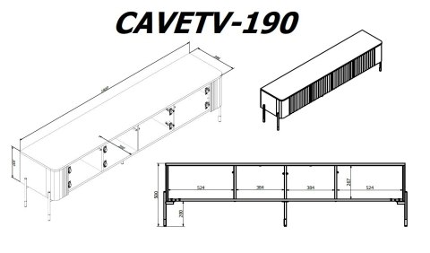 Szafka RTV VERA 190x40x50 kaszmir mat