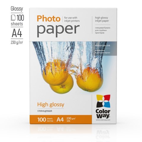 ColorWay High Glossy Photo Paper, 100 arkuszy, A4, 230 g/m²