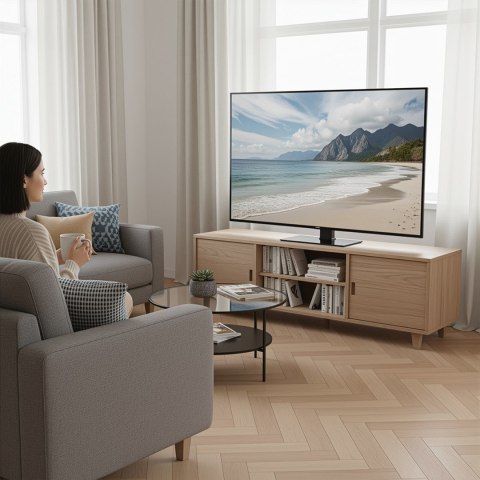 MACLEAN UNIWERSALNY STOJAK DO TV, NA SZAFKĘ RTV, PODSTAWKA, MAX. 40KG, MAX. VESA 400X400, REGULACJA WYSOKOŚCI I KĄTA MC-1240