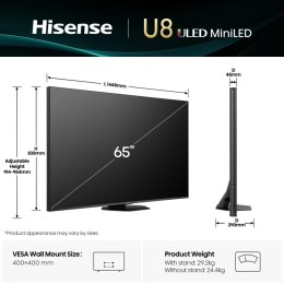 Telewizor Hisense 65U8Q ULED 65'' 4K Ultra HD 165Hz VIDAA Dolby Atmos Czarny