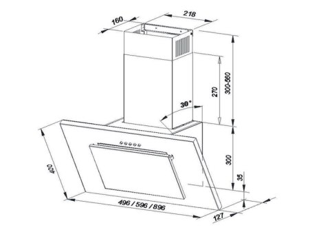 Okap kominowy MAAN Vertical P 2 60 cm | LED | czarny