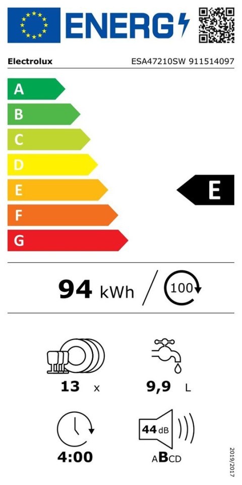 Zmywarka wolnostojąca 45 cm ELECTROLUX ESA47210SW | klasa C | 10 kpl | AirDry | termoobieg | biały