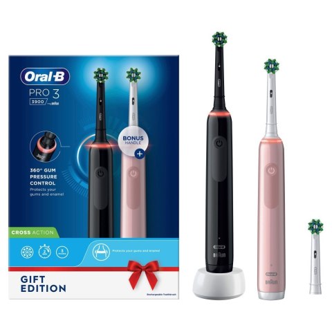 Szczoteczka Oral-B Pro 3 3900N Black/Pink +2 rączka