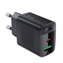 Ładowarka sieciowa A78 GaN USB-A USB-C PD 20W - czarna