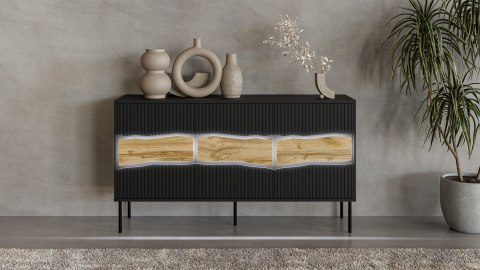 Komoda INSERTO 3D 143,5x40x80 czarny + LED