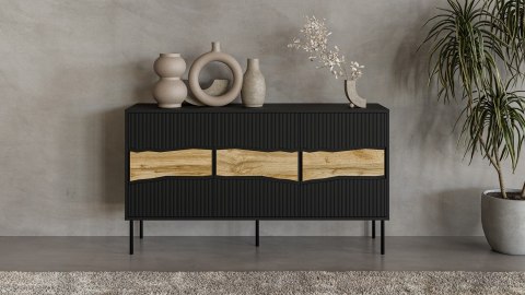 Komoda INSERTO 3D 143,5x40x80 czarny + LED