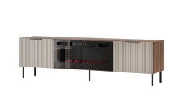 Szafka RTV ALMERA 180,5x42x52,5 orzech/kaszmir + kominek czarny