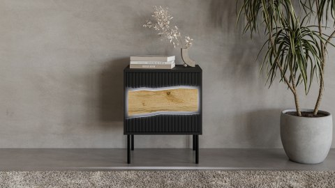 Szafka nocna 2szt INSERTO 50x40x61,5 czarny + LED
