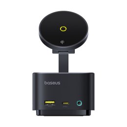 7w1 HUB z ładowarką bezprzewodową HDMI USB-A USB-C SD TF MagSafe 15W - czarny