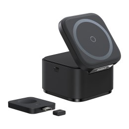 Ładowarka indukcyjna 3w1 do telefonu smartwatcha MagSafe 25W - czarna