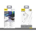 Ładowarka sieciowa GaN z kablem USB-C 1m 65W -biała
