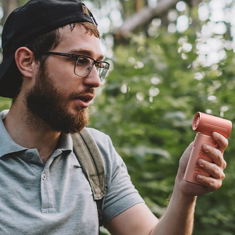 Mini dmuchawa wiatrak wentylator przenośny USB-C 5000mAh - różowy