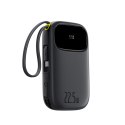 Powerbank 10000mAh 22.5W z wyświetlaczem kablami USB-C iPhone Lightning - czarny
