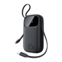 Powerbank 20000mAh 22.5W z wyświetlaczem kablami USB-C iPhone Lightning - czarny