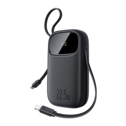 Powerbank 20000mAh 22.5W z wyświetlaczem kablami USB-C iPhone Lightning - czarny