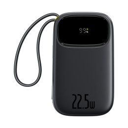 Powerbank 20000mAh 22.5W z wyświetlaczem kablami USB-C iPhone Lightning - czarny