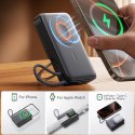 Powerbank indukcyjny 3w1 10000mAh 22.5W z wbudowanym kablem MagSafe - czarny