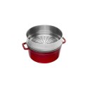 Garnek żeliwny okrągły z wkładem STAUB 40510-601-0 - czerwony 5.25 ltr