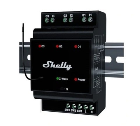 Sterownik trzykanałowy na szynę DIN Z-Wave Shelly Wave Pro 3 LR