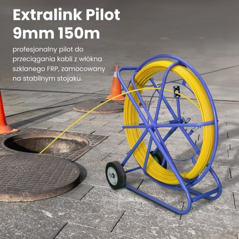 Extralink Pilot do przeciągania kabli Pilot 9mm 150m włókno szklane FRP, śr. 9mm, dł. 150m, żółty